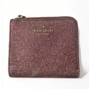 Kate Spade Boxed GlitterPlum Small I-zip Bifold Wallet